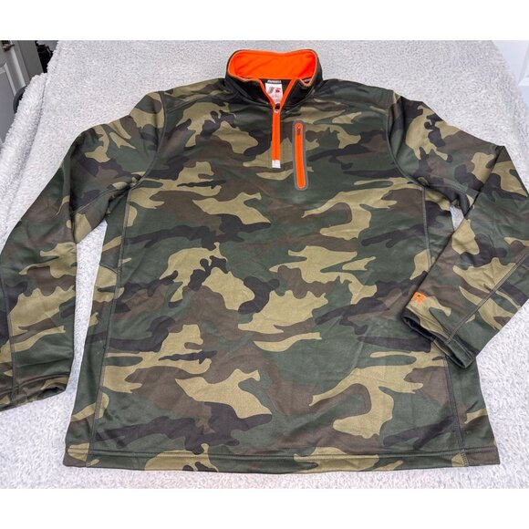 Russell Athletic Camo Quarter Zip Performance Pullover Mens L Outdoor Activewear - Picture 3 of 9